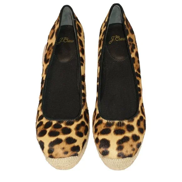 J. Crew Seville Leopard Print Calf Hair Wedge Espadrilles - Size 8 - Picture 2 of 5